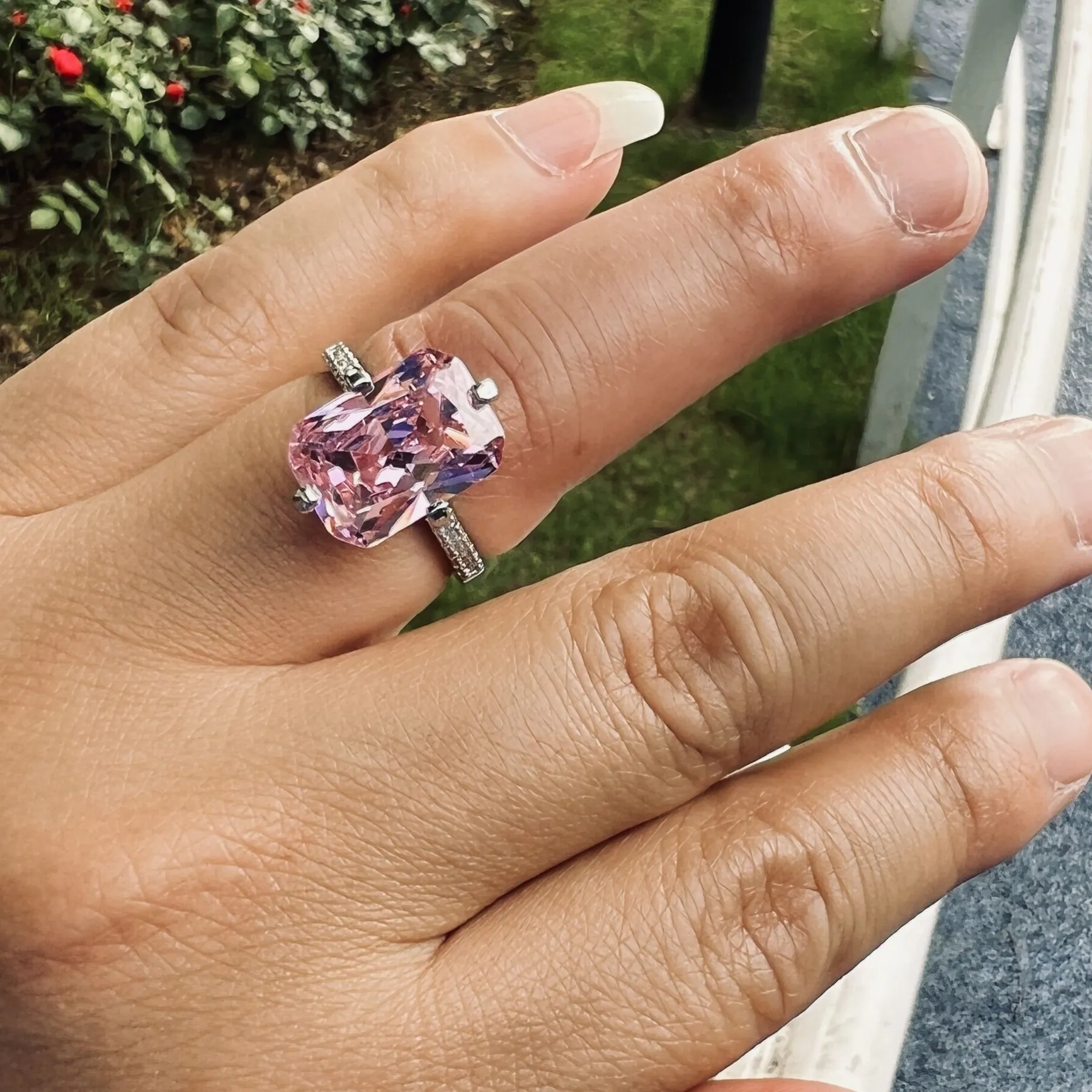 Pink cubic zirconia engagement rings top