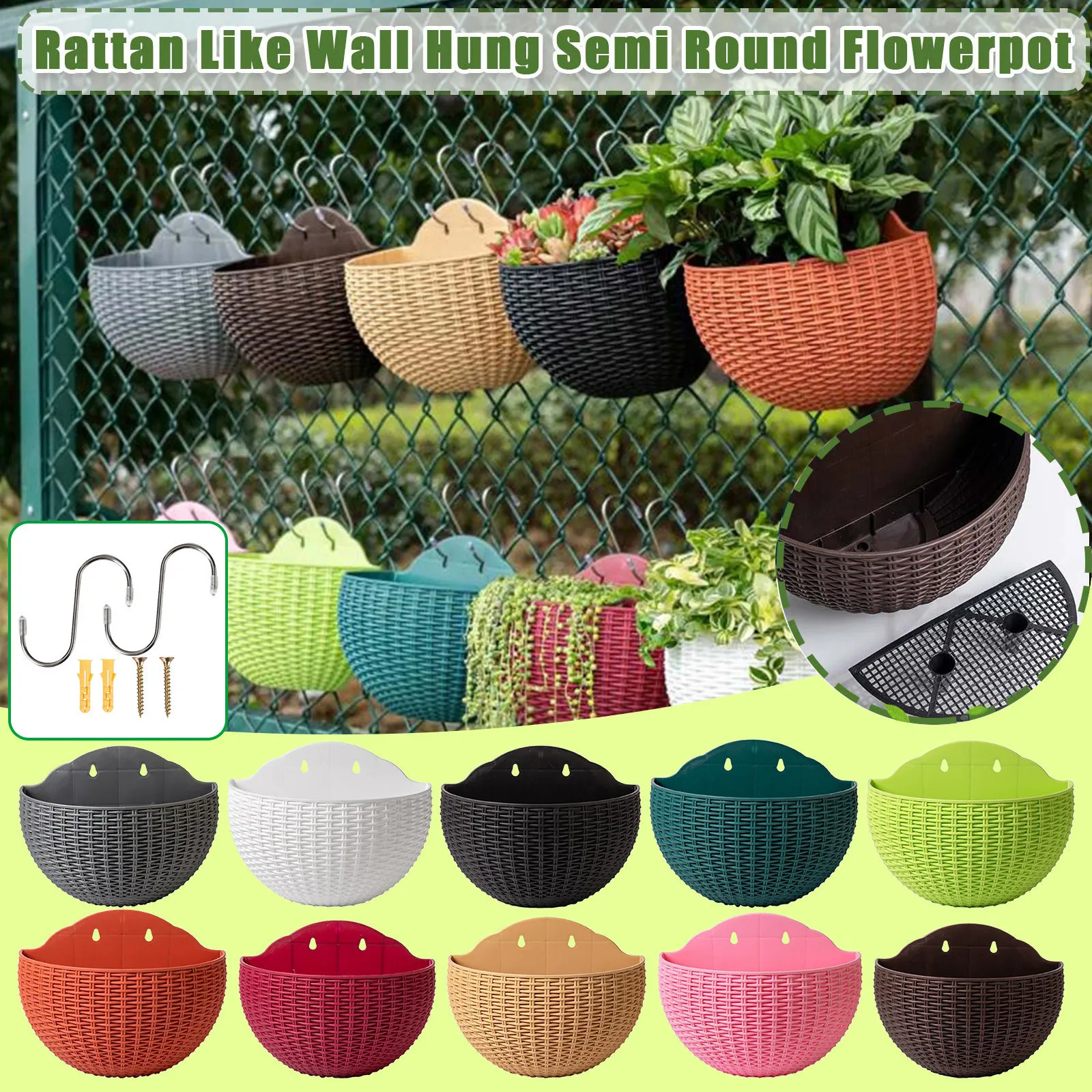 Planters Pots 2pcs Hanging flower basket Garden Party Handmade DIY Vase Sundries Organizer Wall Hanging Artificial Rattan Home Decor Pots 230508