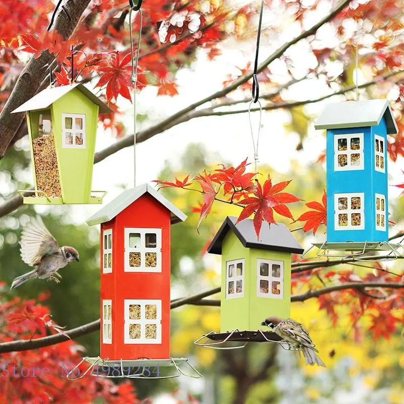 Feeding Creativity metal suspension Bird house Feeder Hollow out Small house Outdoor garden patio decoration pigeon feeder accessories