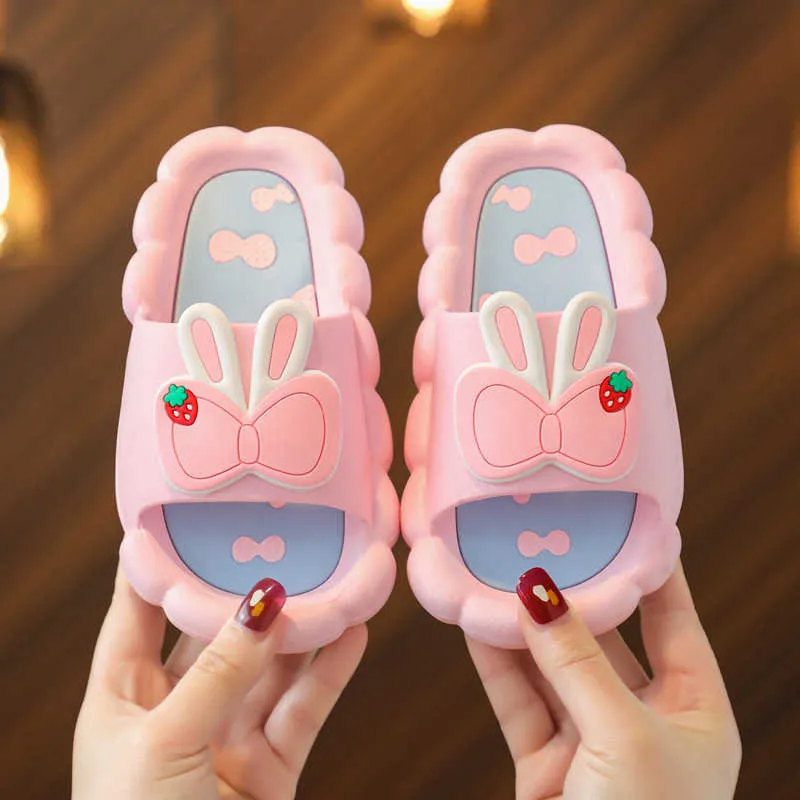 Summer Childrens Pink Bunny Slippers Soft Comfortable Non Slip
