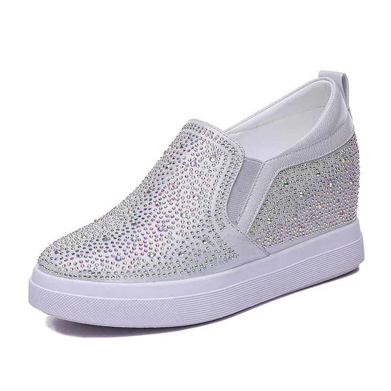 Fujin Genuine Leather Wedge Wedge Sneakers For Women 7cm Platform