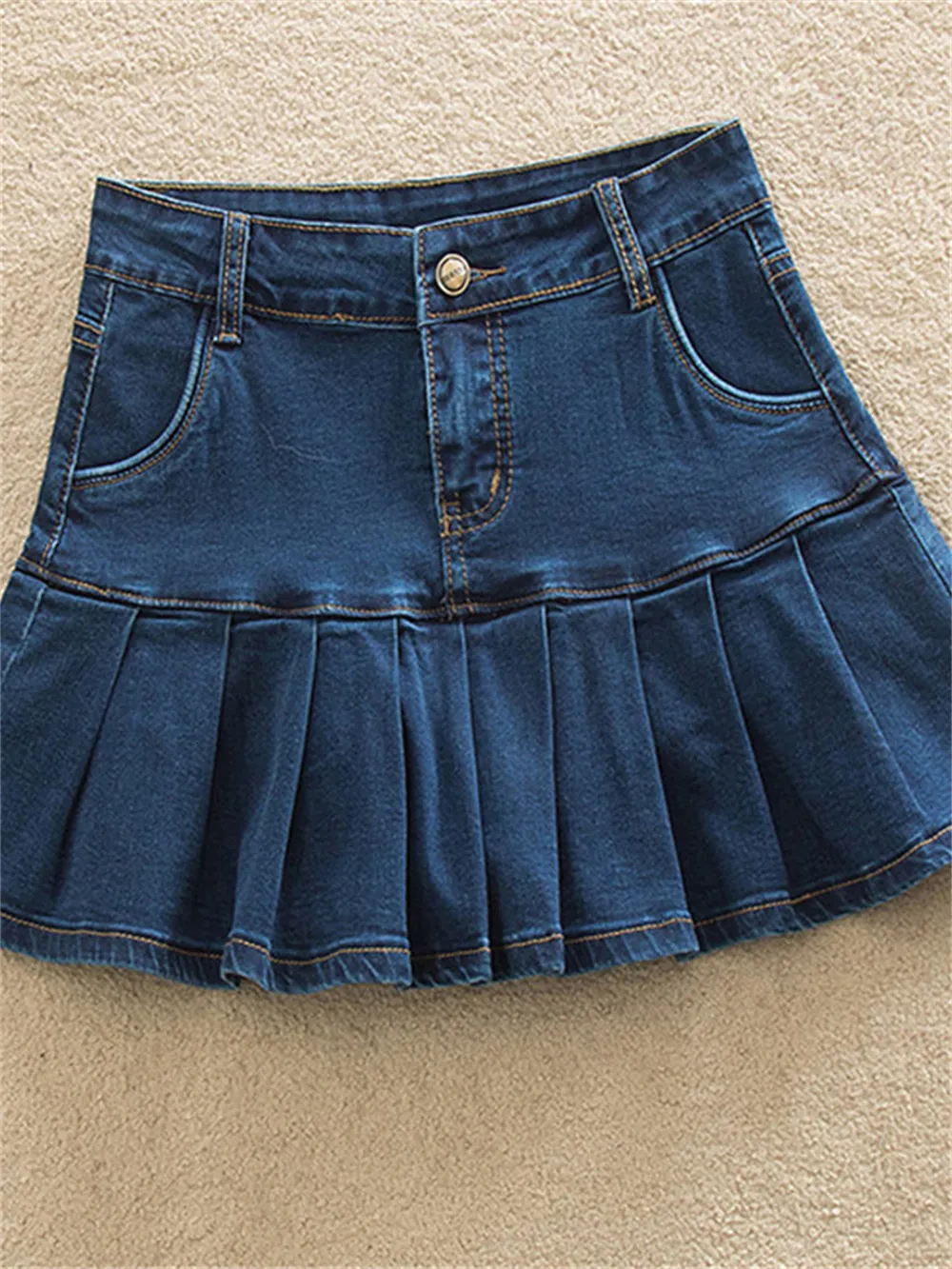 Skirts Denim Skirt With Ruffles 6XL 7XL Harajuku Y2K Jeans Skater Woman High Waist Bottom Female Casual Pleated Micro Mini Short Jurken 230508