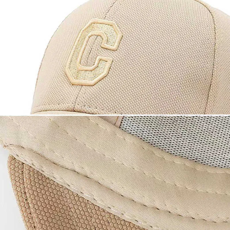 Snapbacks C Letter Embroidered Baseball Cap Women Men Spring Summer Solid Color Snapback Sun Hat Casual Adjustable Hip Hop Trucker Cap G230508