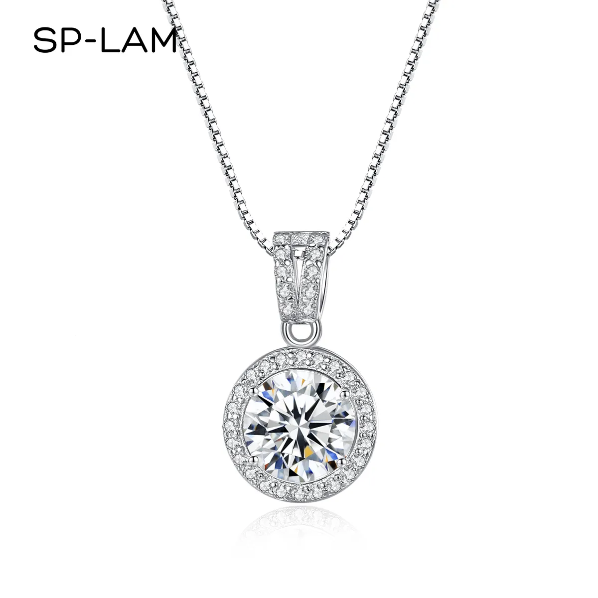 Colares de pingentes de colares de diamante SP-Lam Diamante para mulheres 925 Cadeia de luxo de prata esterlina Trending Iced Bling Jewelry 230506