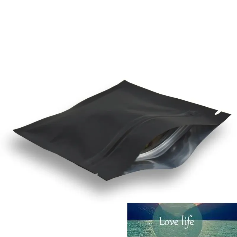 200 -stcs Reclosable Matte Black Mylar Foly Bag Hersluitbare Zip Lock Aluminium Foly Foil Grade Pakketzakken met traan inkeping 8*12 cm