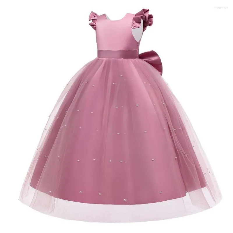 Mädchen Kleider Vintage Blume Prinzessin Kleid für Hochzeiten Sommer Kinder Kostüm formale Schleife lange Ballkleid Abendgesellschaft Kinderkleidung