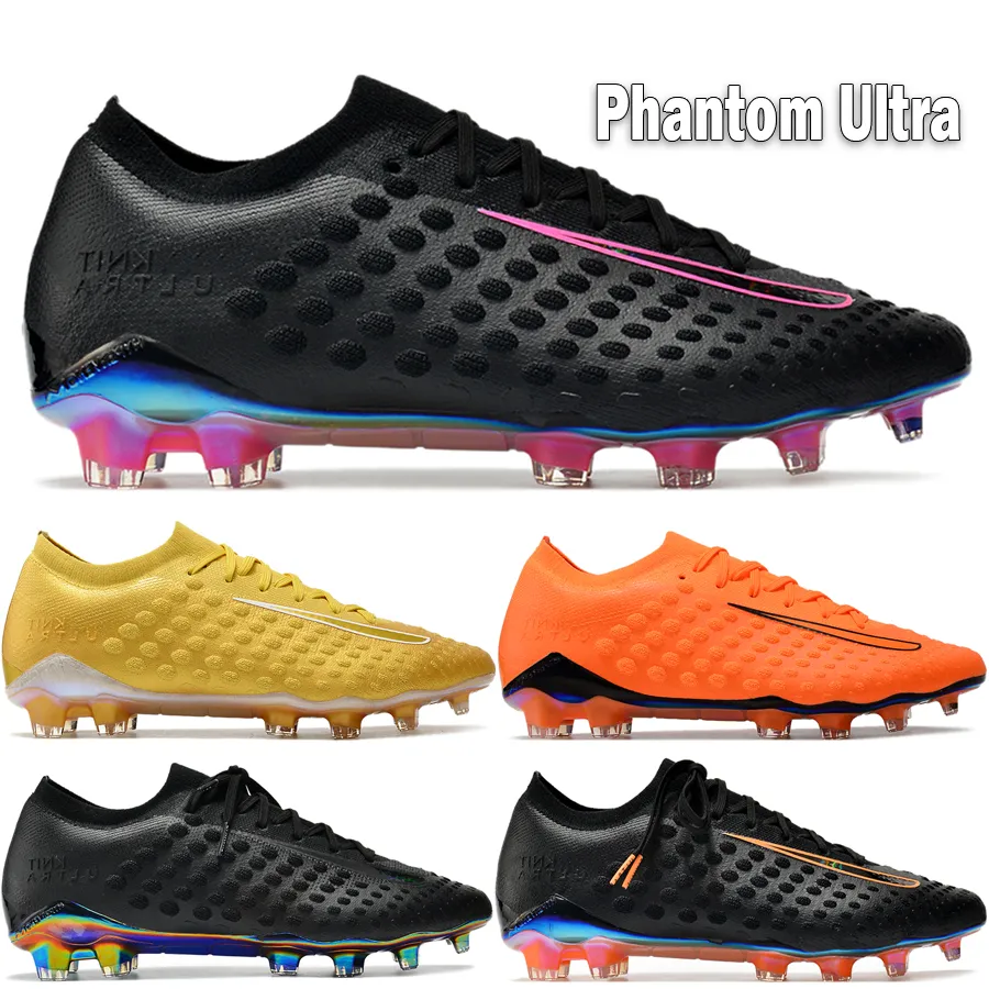 Phantom Ultra Venom FG Chaussures de football pour hommes Édition limitée Crampons Designer Noir Rose Blast Bright Citrus Solar Orange Bottes de football en plein air Taille 39-45