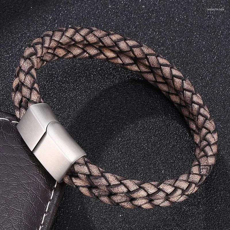 Urok bransoletki moda vintage spleciona skórzana bransoletka bransoletka men biżuteria trend tkanin Banles Band Band Prezenty pulsera hombre s504