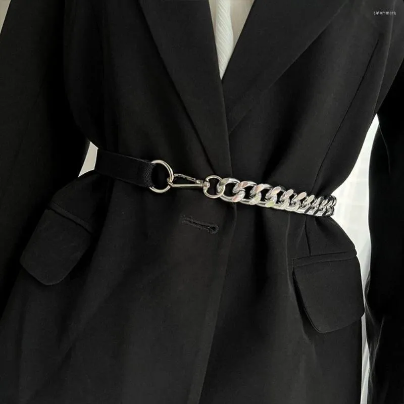 Cintos Mulheres Casual Slim Fit Luxury Design Caist Cummerbunds Golden Chain Belt Trouser Dress Metal Cisent Band