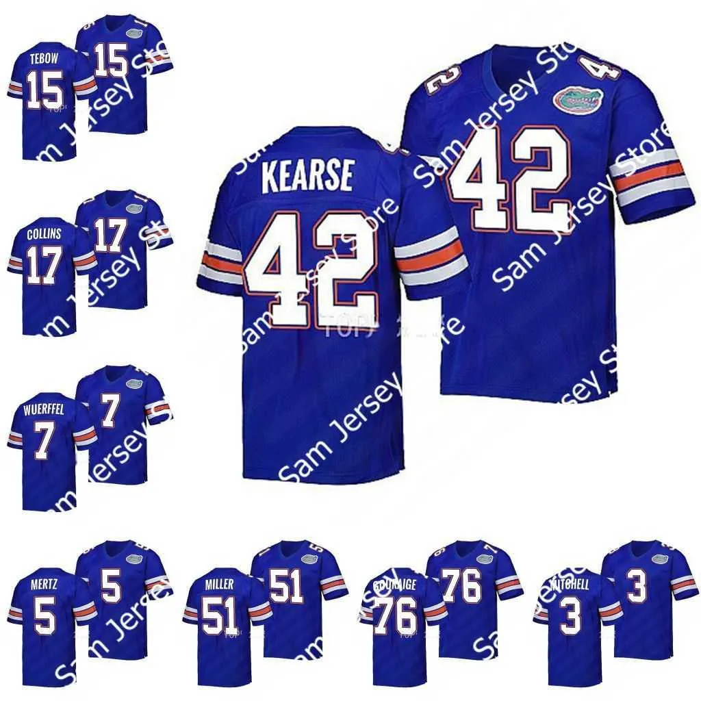 Vintage Florida Gators # 5 Graham Mertz Maillot de Football Homme Treyaun Webb Tim Tebow Trey Dean III Danny Wuerffel Ventrell Miller Dante Fowler Teradja Mitchell Jersey