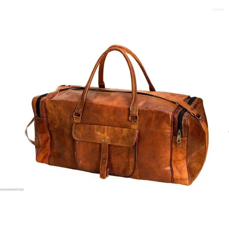 Duffel Bags Bolsa de viagem de 24 polegadas Brand Brand Large Men's Bagage Bag Gym Leather