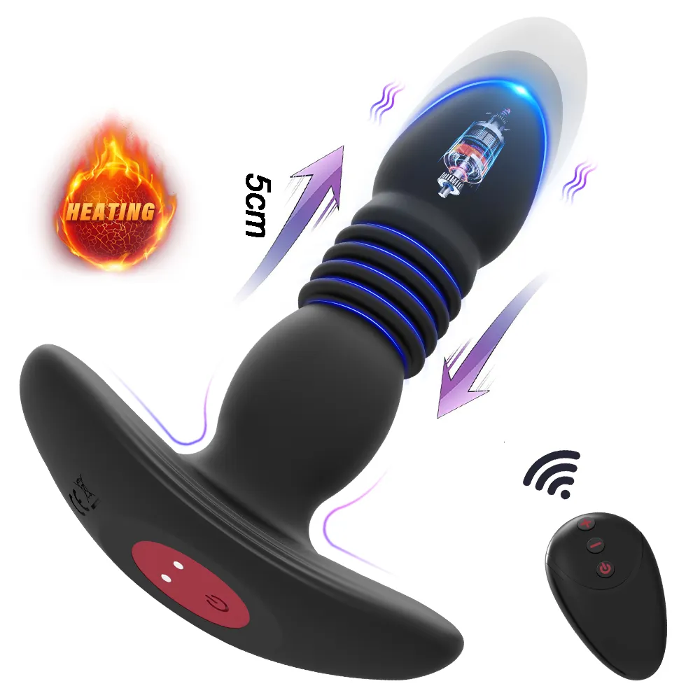 Vibrators 35 cm Telescopische anale vibrator Prostaat Massager Buttplug vertraging Ejaculatie Penisring Masturbator Vibrator Sekspeeltjes voor mannen 230508