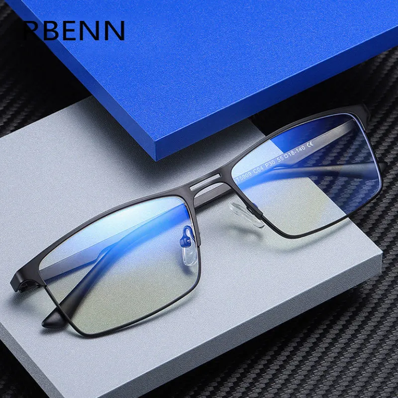 Okuma Gözlükleri Rbenn Erkekler Mavi Işık Bloket Metal Çerçeve Reçete Gözlük Anti Rays Bilgisayar Okuyucu 1.75 230508