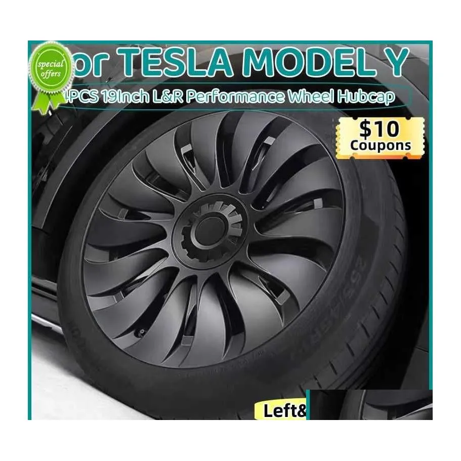 Outros acessórios interiores 4 pçs 19 polegadas tampa do cubo para tesla modelo y 2023 roda hubcapperformance substituição direita esquerda hubcap fl rim e dhc15