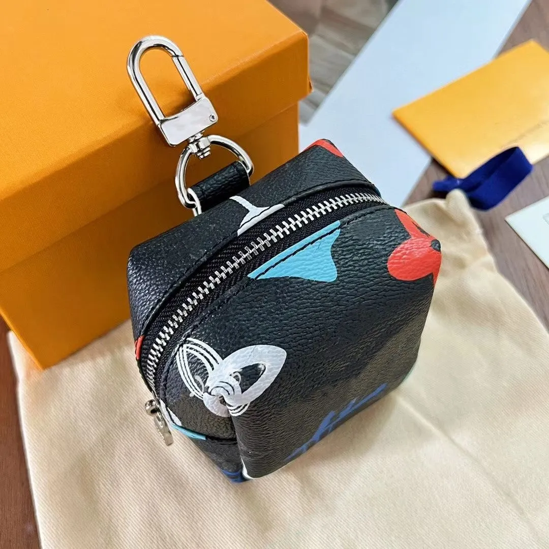 Brand Letters Graffiti Unisex Key Wallet Christmas Three Piece Glasses Case Box Earphone Bags Practical Pendant Women Men Purses Wallet With Keychain Bags Charms