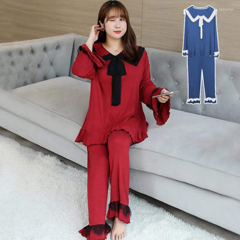 Vêtements de nuit pour femmes 2023 femme automne produit grande taille pyjamas femmes 100 Kg peut porter Sexy Modal à manches longues service à domicile costume deux pièces