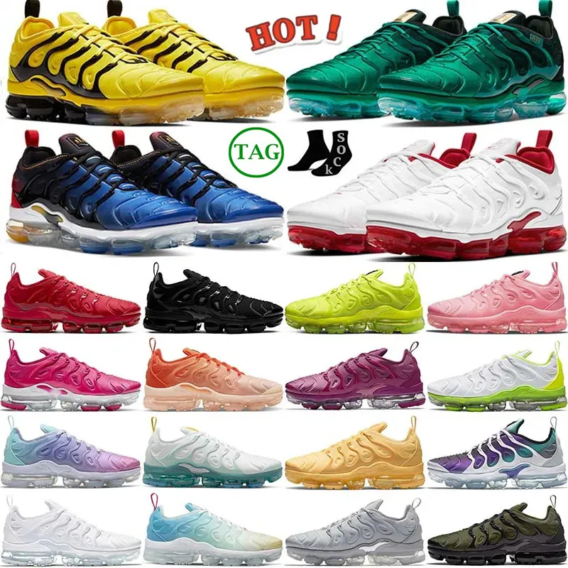 حذاء الجري Vapor Max Tn Plus كاجوال للنساء والرجال ثلاثي أسود معدني ذهبي غروب  الشمس حذاء رياضي Atlanta USA Volt Glow Neon Green Red Shark Tooth Grey  Sneaker من 76.72ر.س | DHgate