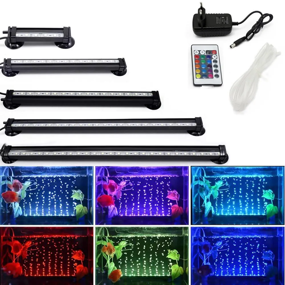 Leuchten 1246 cm 5050 RGB LED Aquarium Light Fish Tank Tauchlicht Wasserluftblasen Sauerstofflampe EU US -Stecker Fischtank Licht