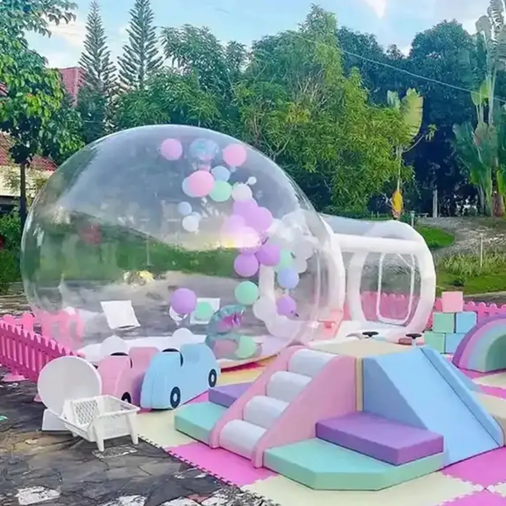 0.6 مم مخصص تخصيص PVC PVC Bubble Hotel قابلة للتخلي عن خيمة حفل التخييم في الهواء الطلق مع منفاخ صمت أنبوب نفق مختومة للبيع