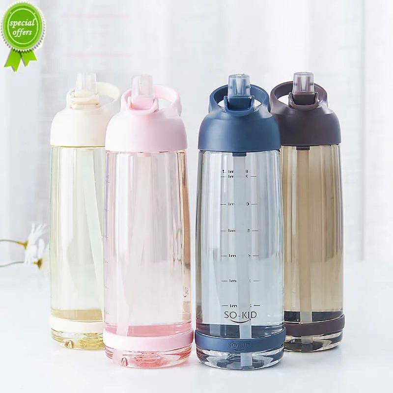 Nieuwe 1000 ml buitenwaterfles met rietje Sportflessen Milieuvriendelijk met deksel Wandelen Camping Plastic Bpa-vrij H1098