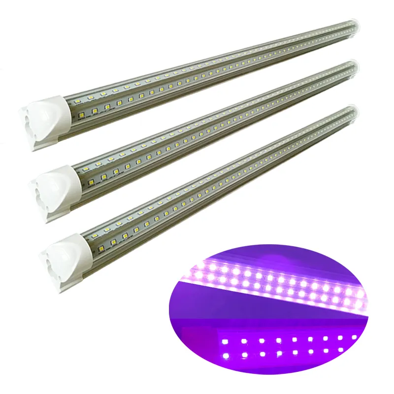 UVA Lights T8 Integrated Tube UVA Blacklight Lamps 1ft 2ft 3ft 4ft 5ft 6ft 8ft Lighting Ultra Violet LED Flood Light for Dance Party Blacklight Body