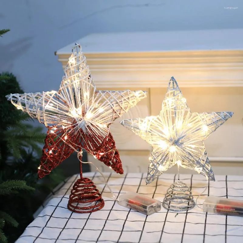 Décorations de Noël Attrayant Excellente LED Glowing Party Xmas Tree Top Pentagram Durable Star Économie d'énergie pour la maison