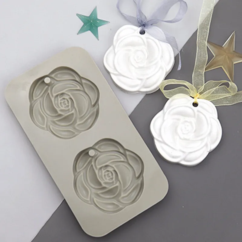 50st/Lot Camellia Flower Silicone mögel aromaterapi gipsvax doftande påse dropp lim mögel Handicrafts gåva hemdekoration