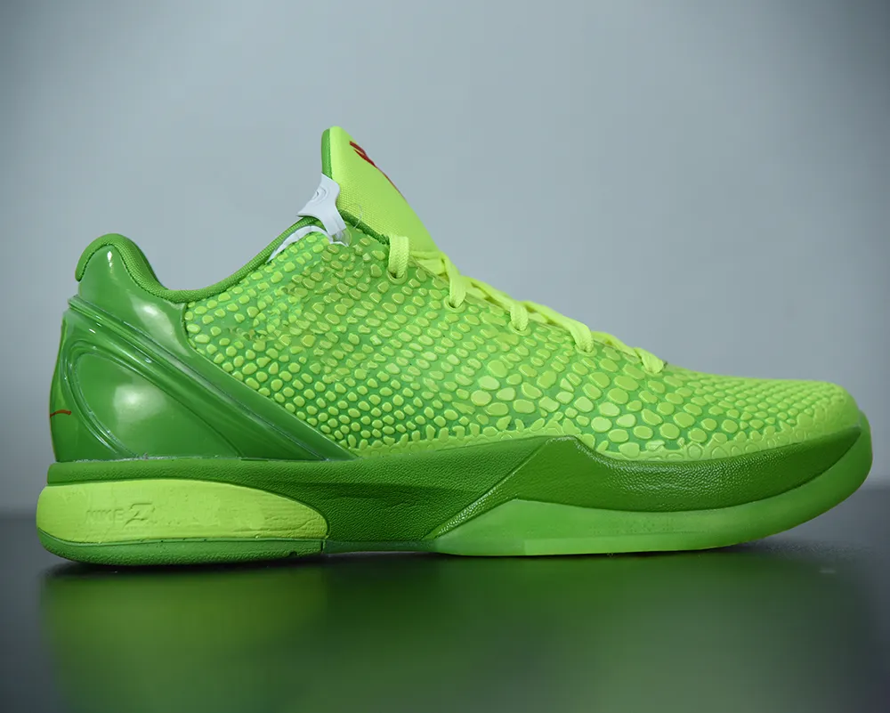 Chaussures de basket ball pour hommes Mamba 6 Protro Grinch vert pomme volt cramoisi noir sports de plein air SNKRS avec bo te