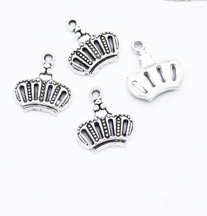 Charms 30st Crown 13x14mm Tibetan Silver/Bronze Plated Pendants Antika smycken som gör DIY handgjorda hantverk F0853