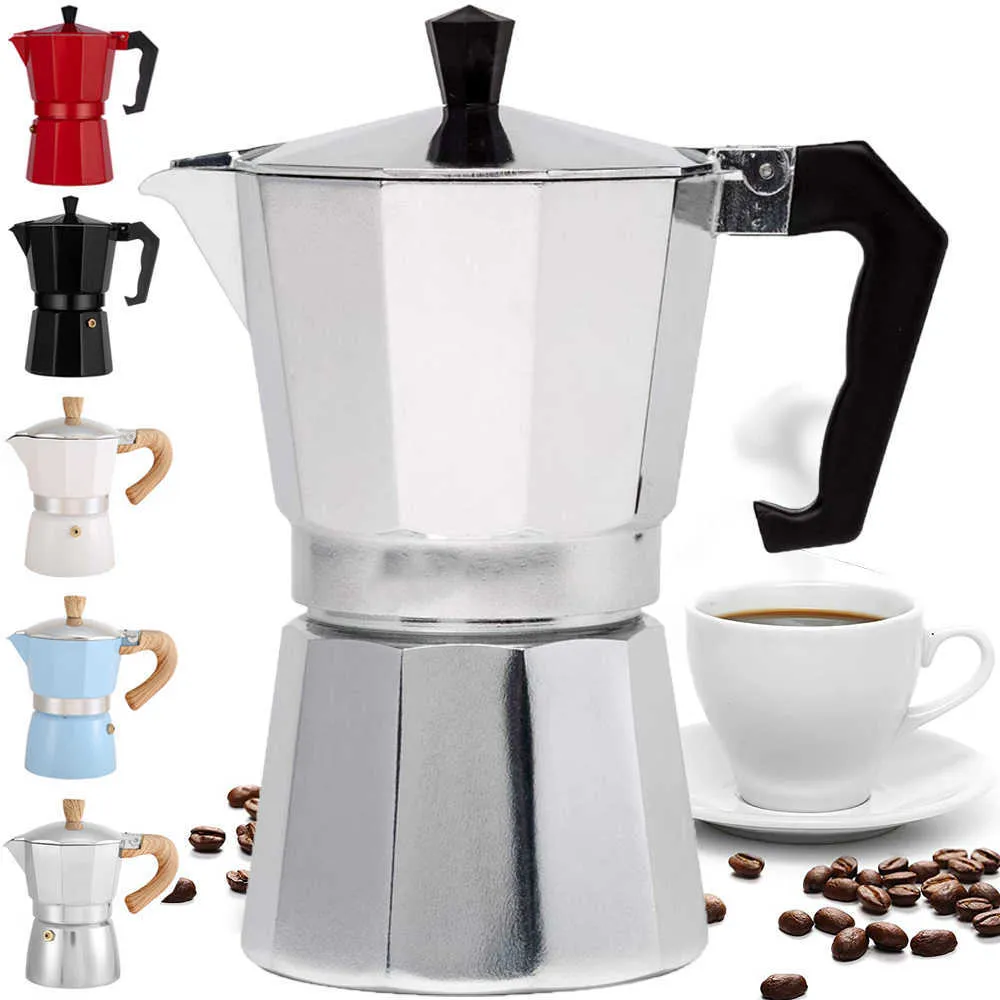 Kaffekrukor kaffestillverkare Moka Pots Espresso Kettle Italian Coffee Machine Cafe Brewing Tools Stovetop Filter Percolator för kaffetillbehör P230508