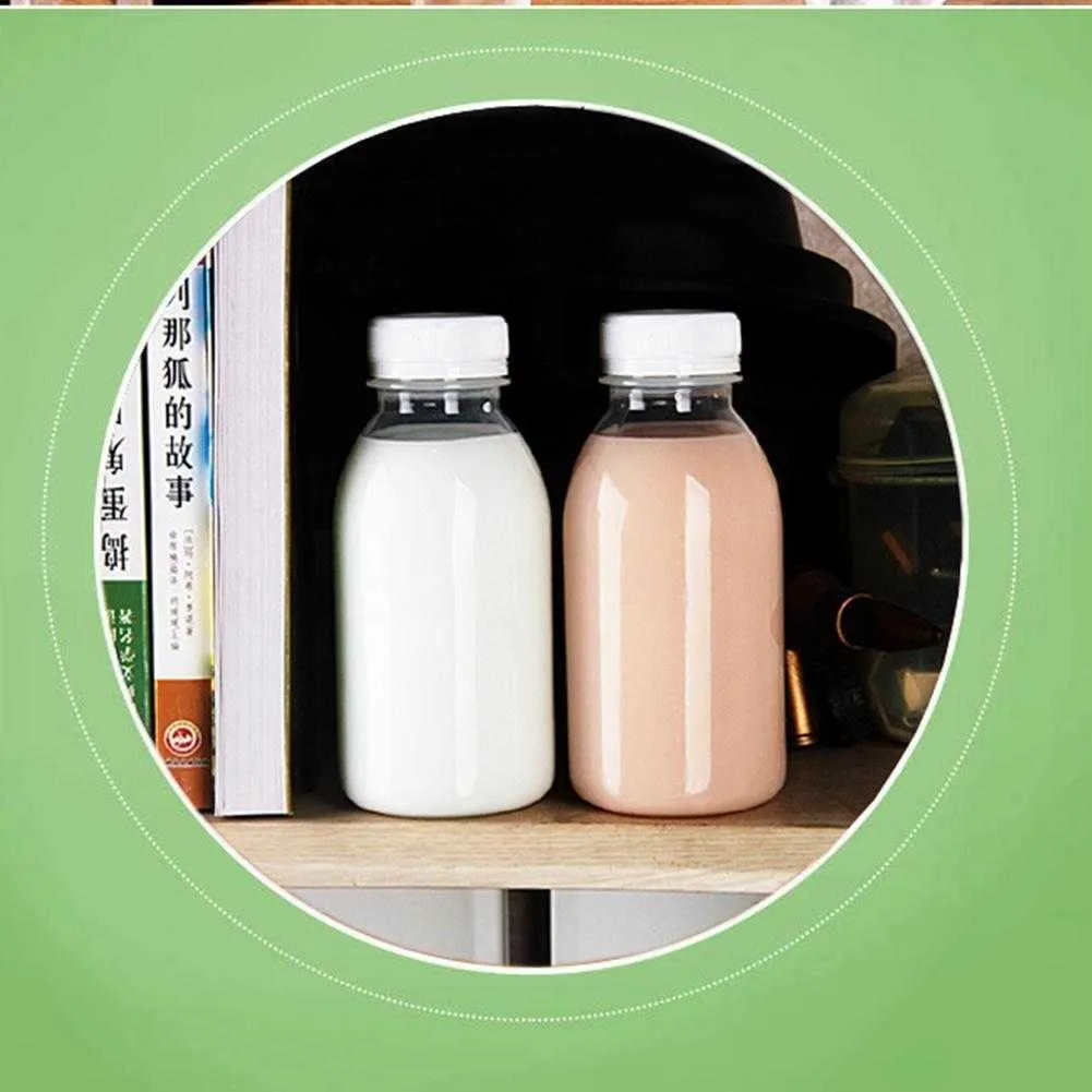 New Plastic Milk Bottle Transparent Plastic Milk Storage Bottles Beverage Drinking Bottles Clear Milk Water Juice Bottle for Outdoor