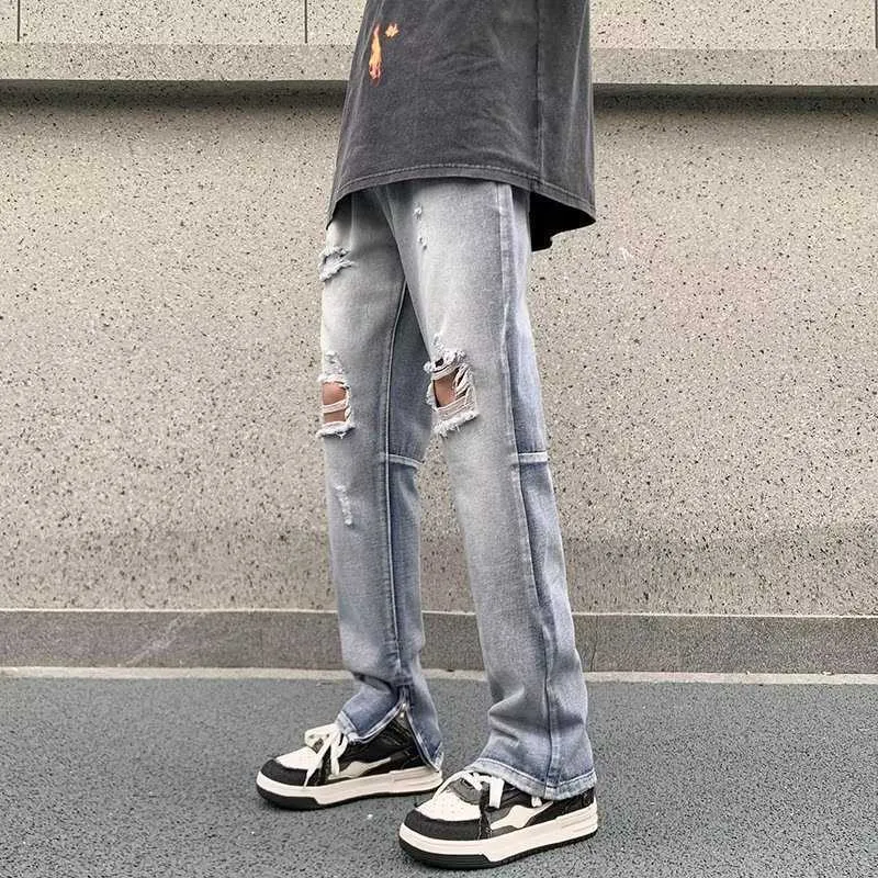 Jean large troué homme best sale