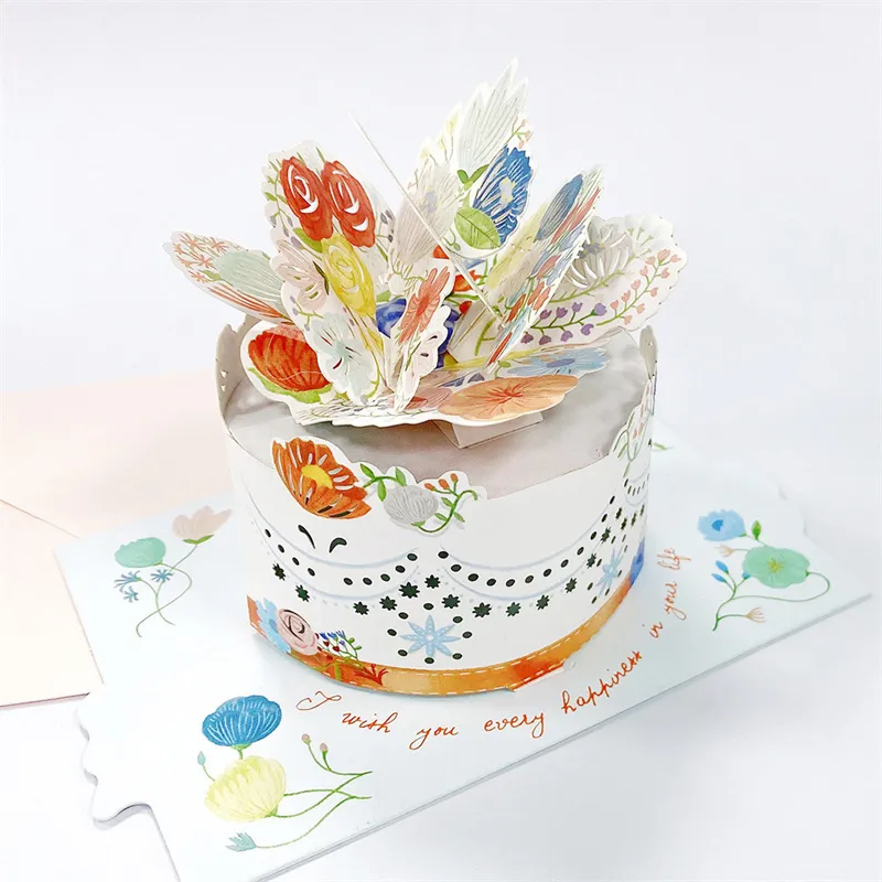Biglietto Di Compleanno 3D Pop-up Con Numero 100 E Fiori, Con Busta E Bigliettino, 18x13 Cm