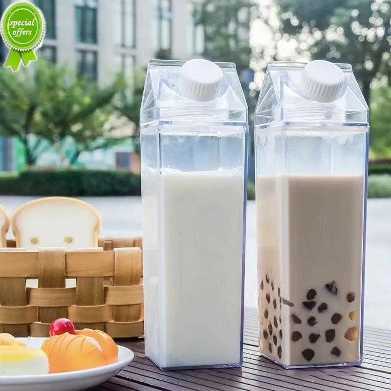 500/1000 ml Transparent mjölkvattenflaska Drinkware Shaker Sport Square Milk Water Juice Coffee Bottle Trip Drinking Water Cup