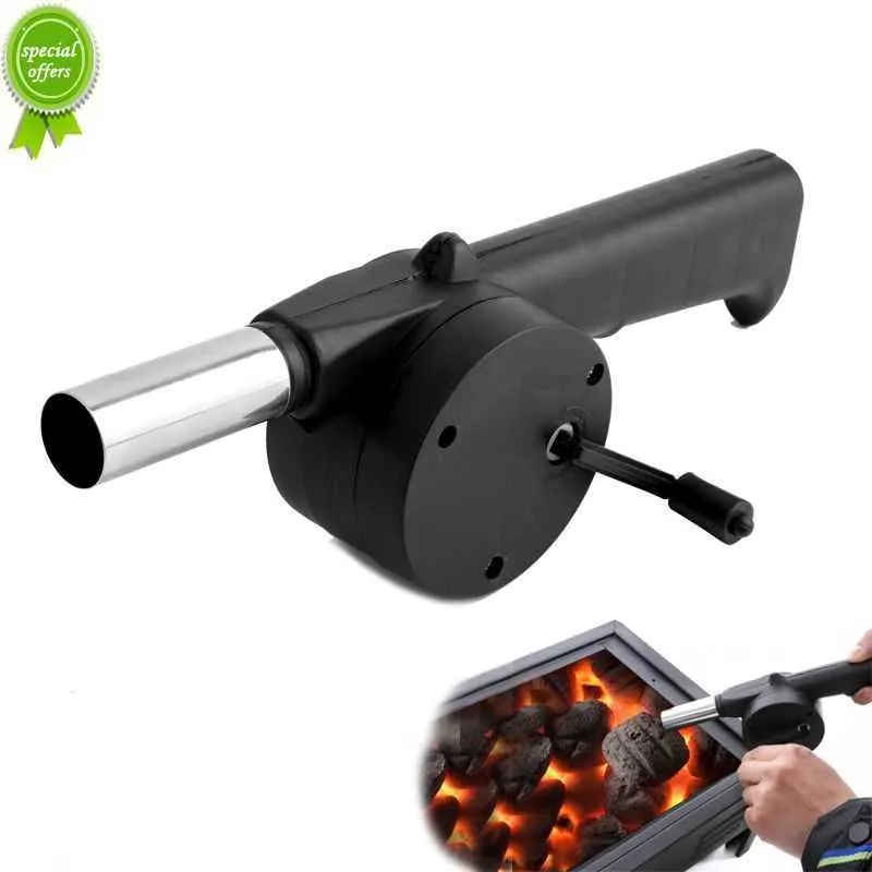 New Outdoor Barbecue Fan Hand-cranked Air Blower Portable BBQ Grill Fire Bellows Tools Picnic Camping Accessories