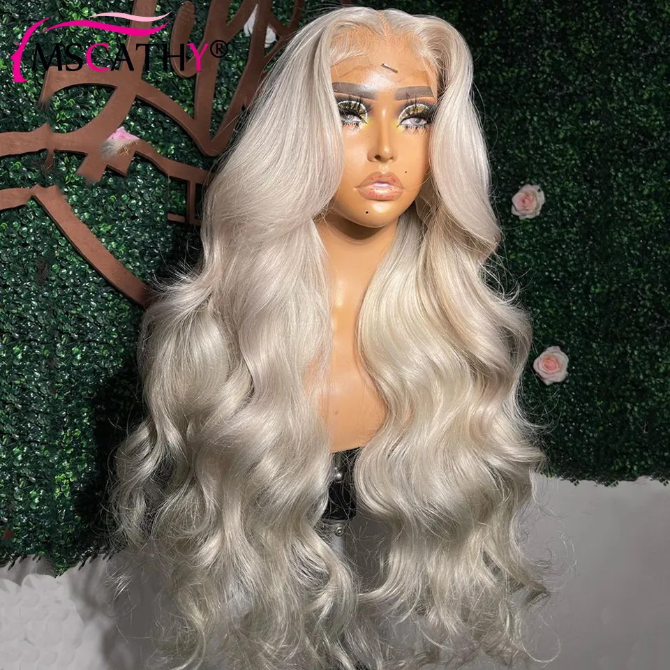 180 Density Platinum Blonde Lace Front Human Hair Wigs Body Wave HD Lace Front Wig 13x4 Synthetic Hair Wigs