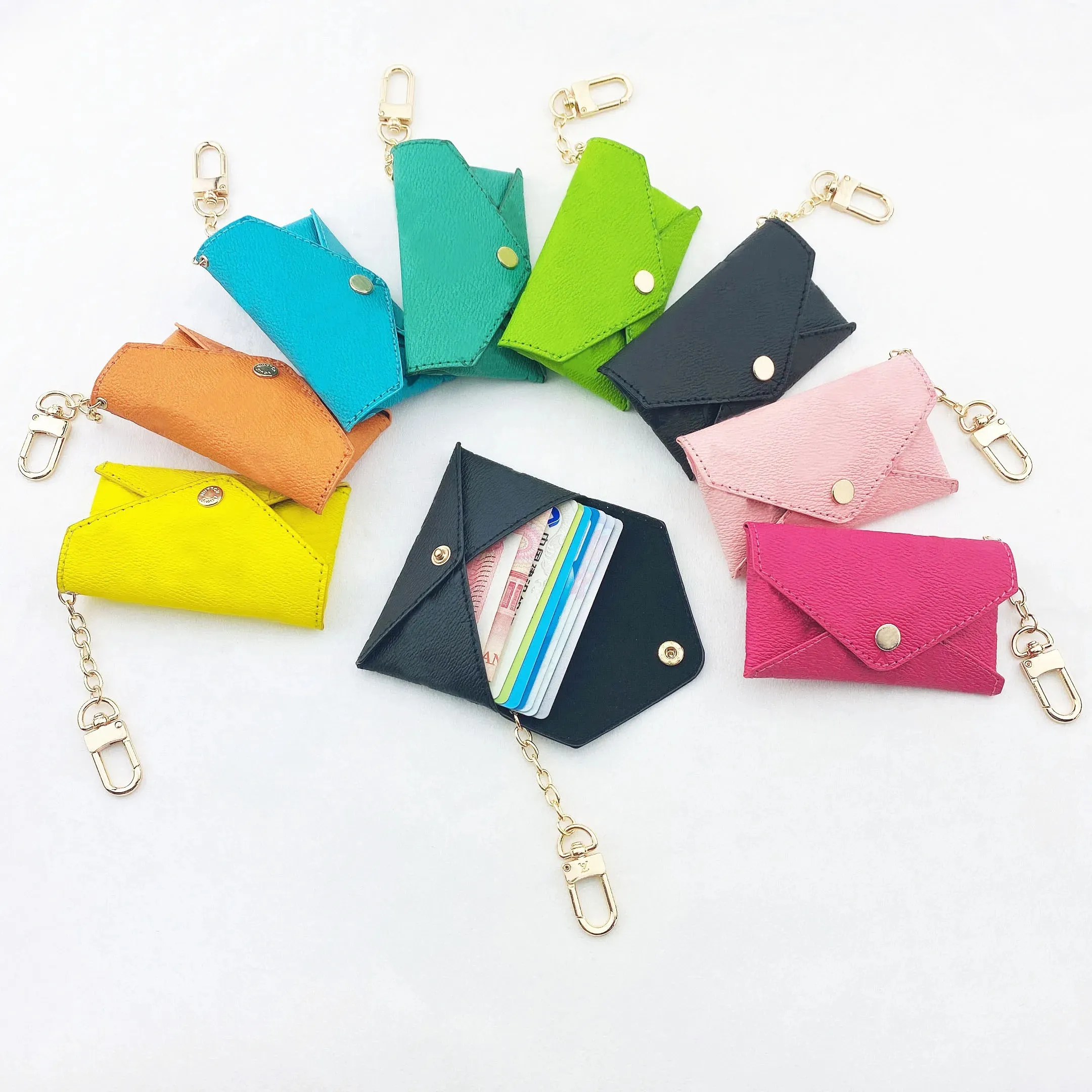 Unisexe Designer Porte-clés Porte-clés en cuir de mode Porte-clés Mini Portefeuilles Porte-cartes de crédit 19 couleurs epacket Y23055