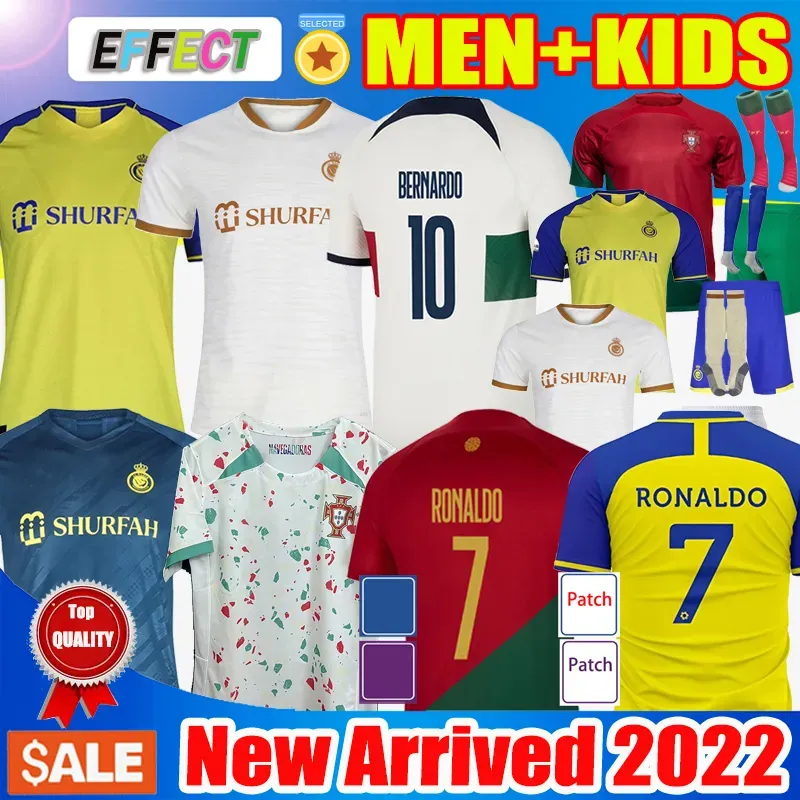 2023/24 Portuguesa Joao Felix Soccer Jerseys al Nassr Fc Cr7 Ronaldo Thaily Quality Portugieser 2023 2024 Bernardoナショナルチームフットボールシャツ男性キッズソックス