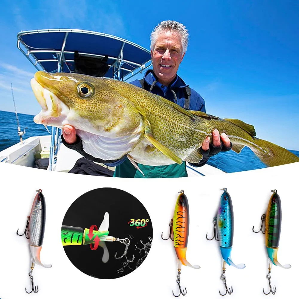 Lot De 5 Leurres Whopper Plopper – Topwater 9cm 15g – Bar, Truite, Mer