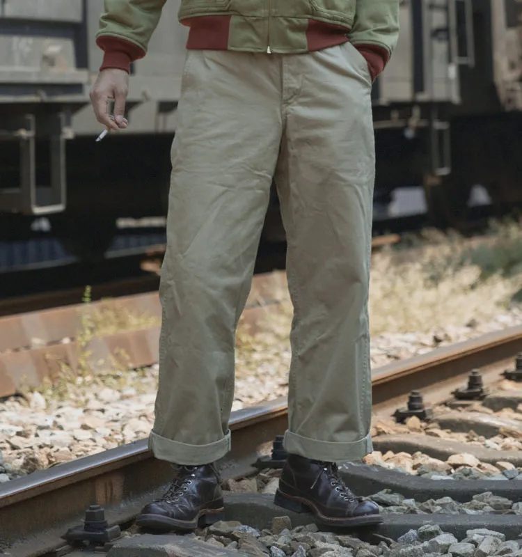 【50’s US ARMY 】US ARMY Chino Trousers 1950s 10 oz Cotton US Army Officer Chino Trousers - Khaki