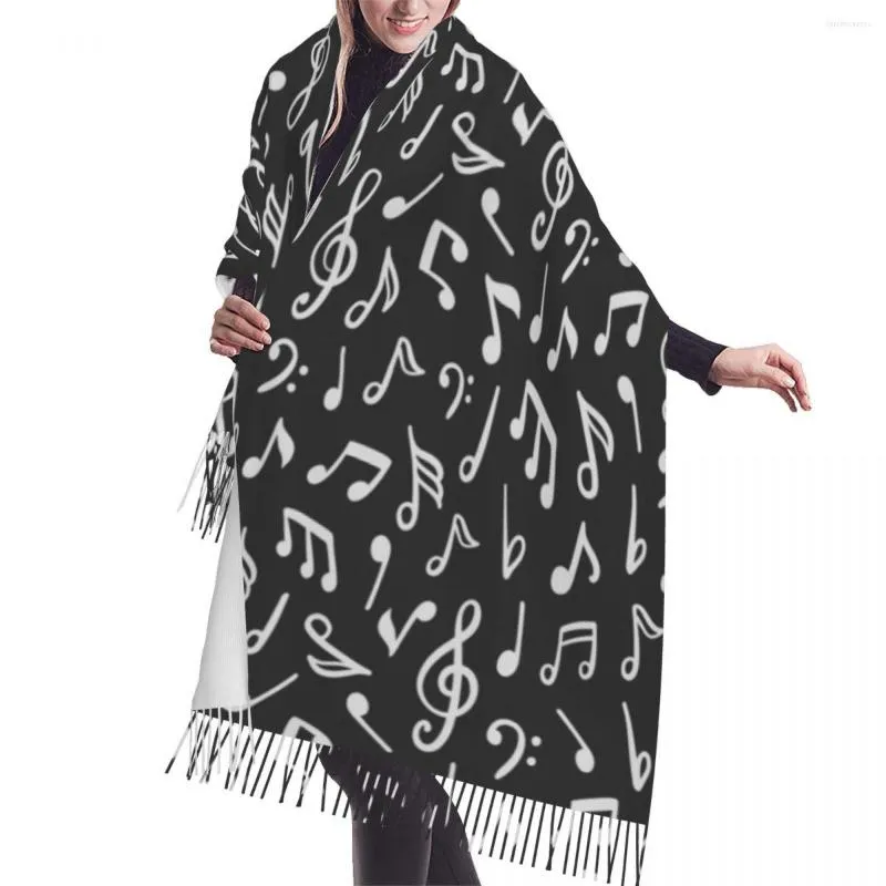 Foulards Craie Musique Notes Hiver Écharpe Châles Wrap Femmes Hommes Chaud Bufanda Gland