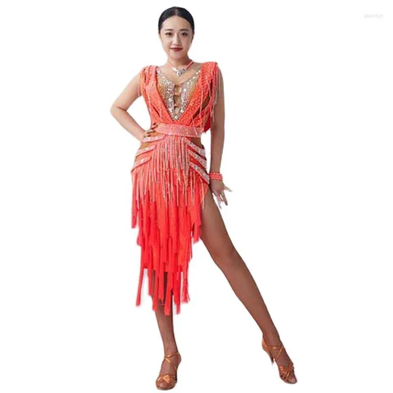 Stage Wear L-2060 National Ballroom Latin Dance Dress Competition Imported Fringe American Dresses For Sale