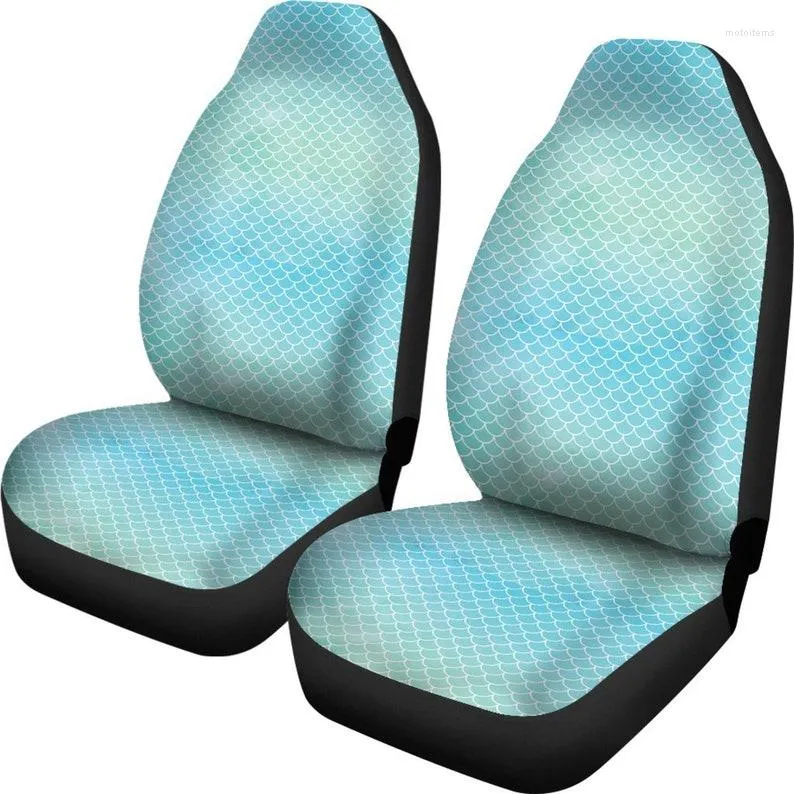 Car Seat Covers Mermaid Watercolor Light Blue And Green Scale