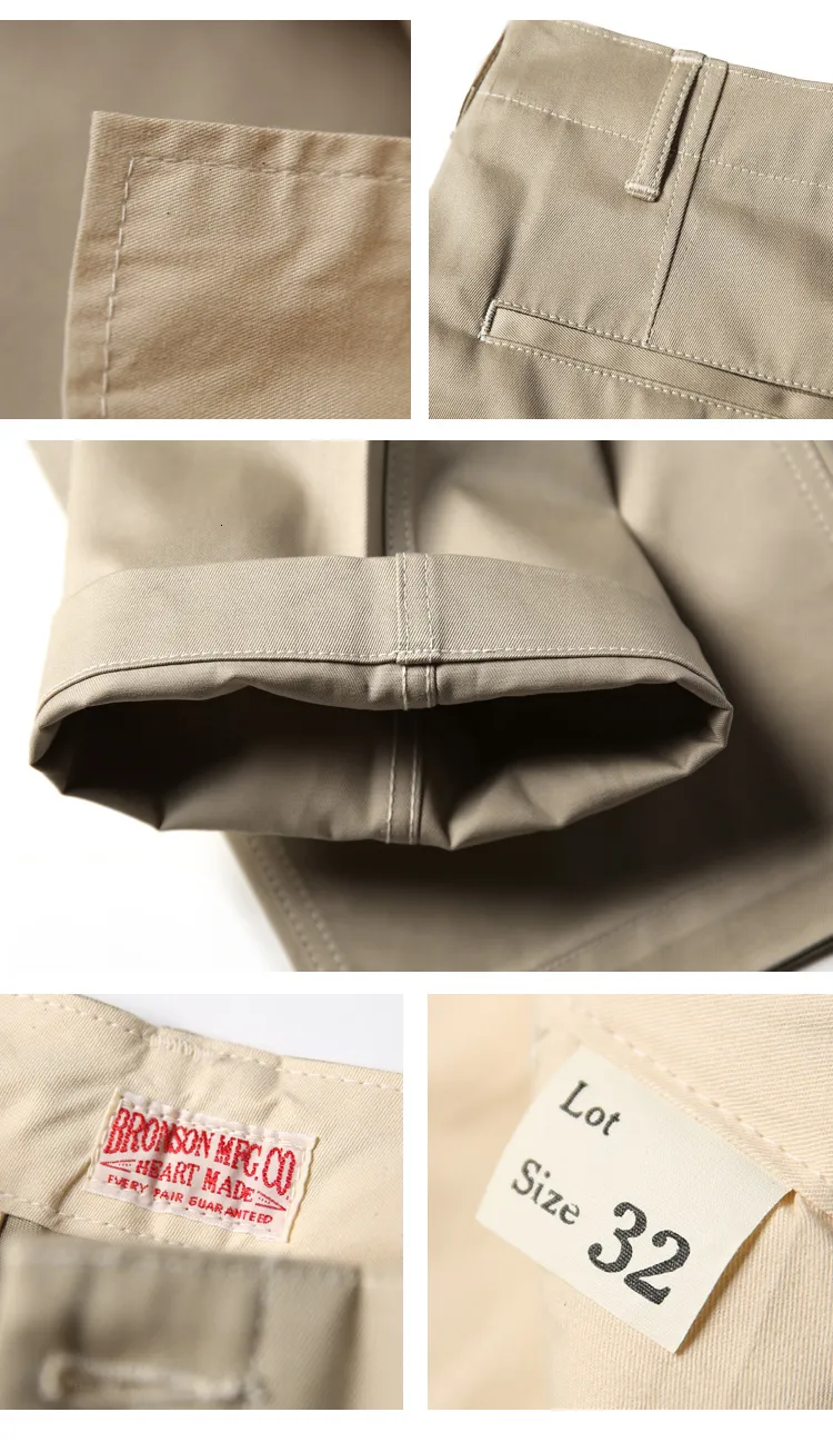 Bronson 1950s Army Chino Khaki Trousers Mens For Men 14oz
