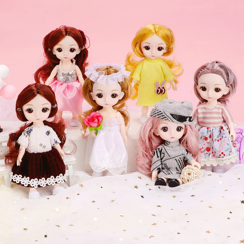 Dolls 6pcs/Set 16cm BJD Doll 13 Movable Jointed Cute Princess Dolls Toys Dress-up with Clothes Girl Toy Birthday Gift Box 230508