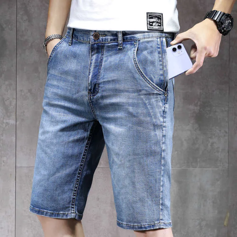 Jeans pour hommes 44 46 48 Plus Size Shorts en denim droits pour hommes Summer Branded Zip Pocket Vêtements décontractés Short en coton stretch léger Z0508