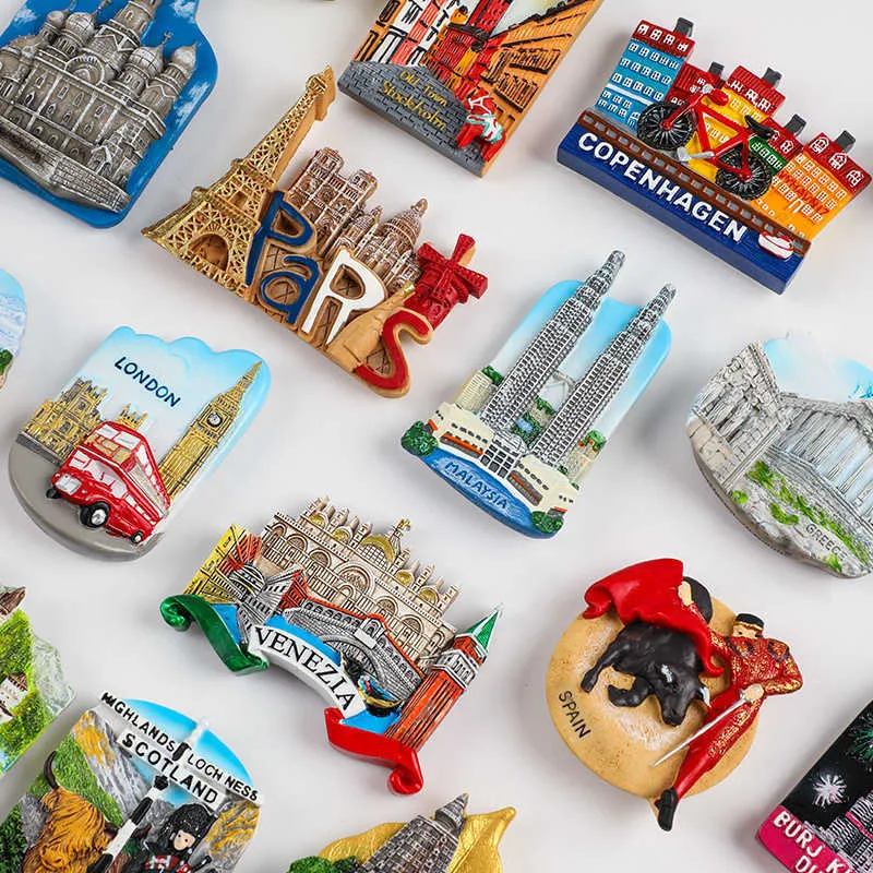 Decorative Fridge Magnets City Travel Souvenirs, Handmade Resin