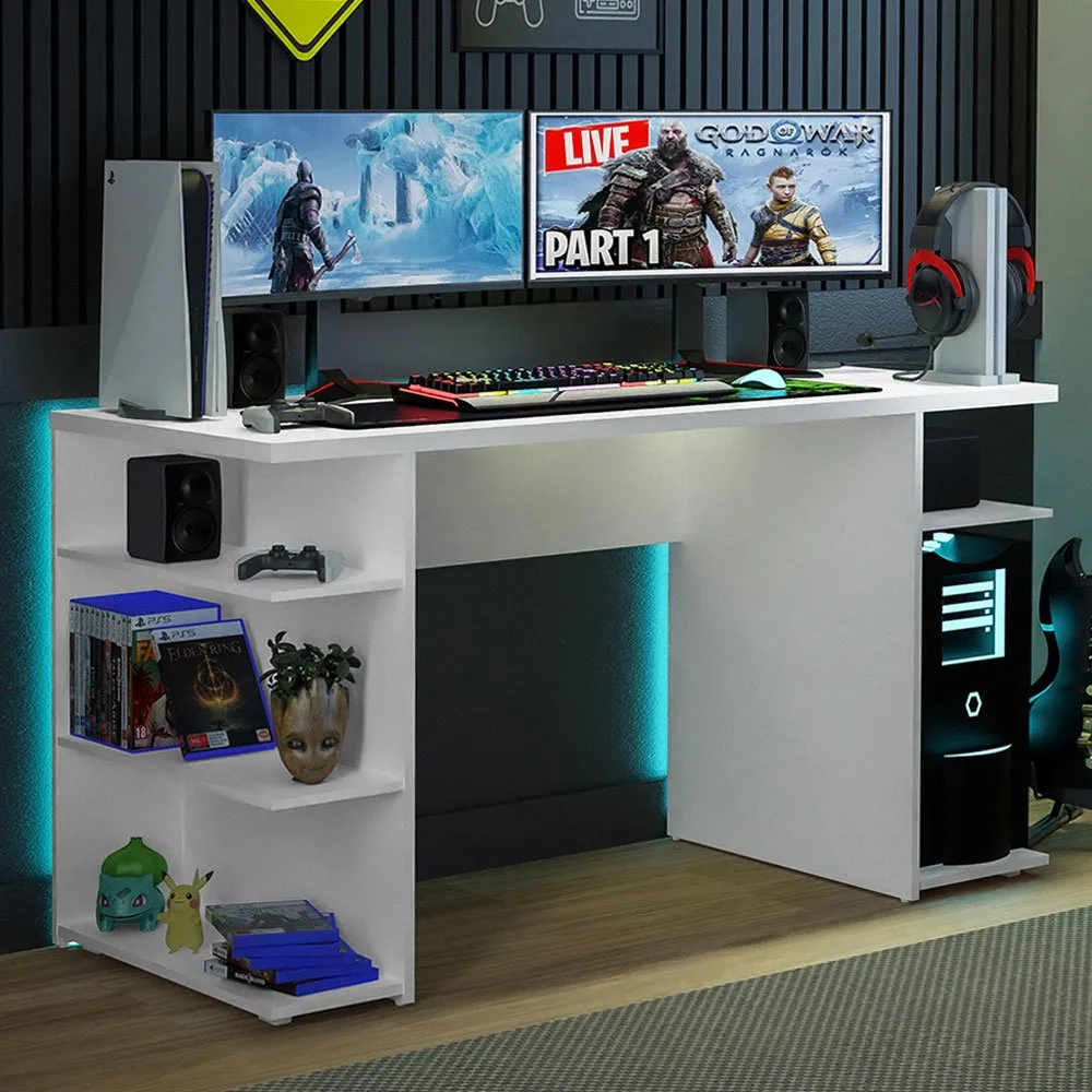 53 Inch Gaming Computer Desk With Shelves Home Office Desk