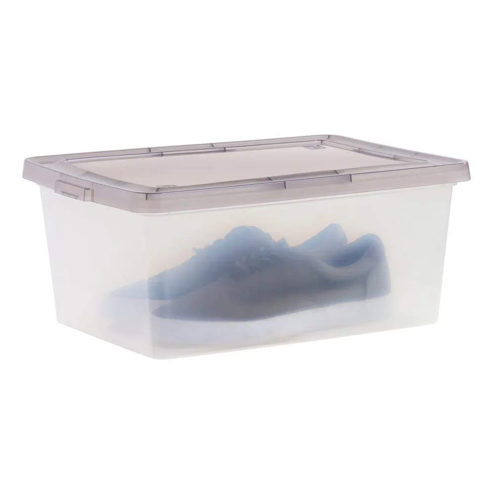 IRIS USA, 17 Quart Snap Top Clear Plastic Storage Box, Gray, Set of 8 storage  box