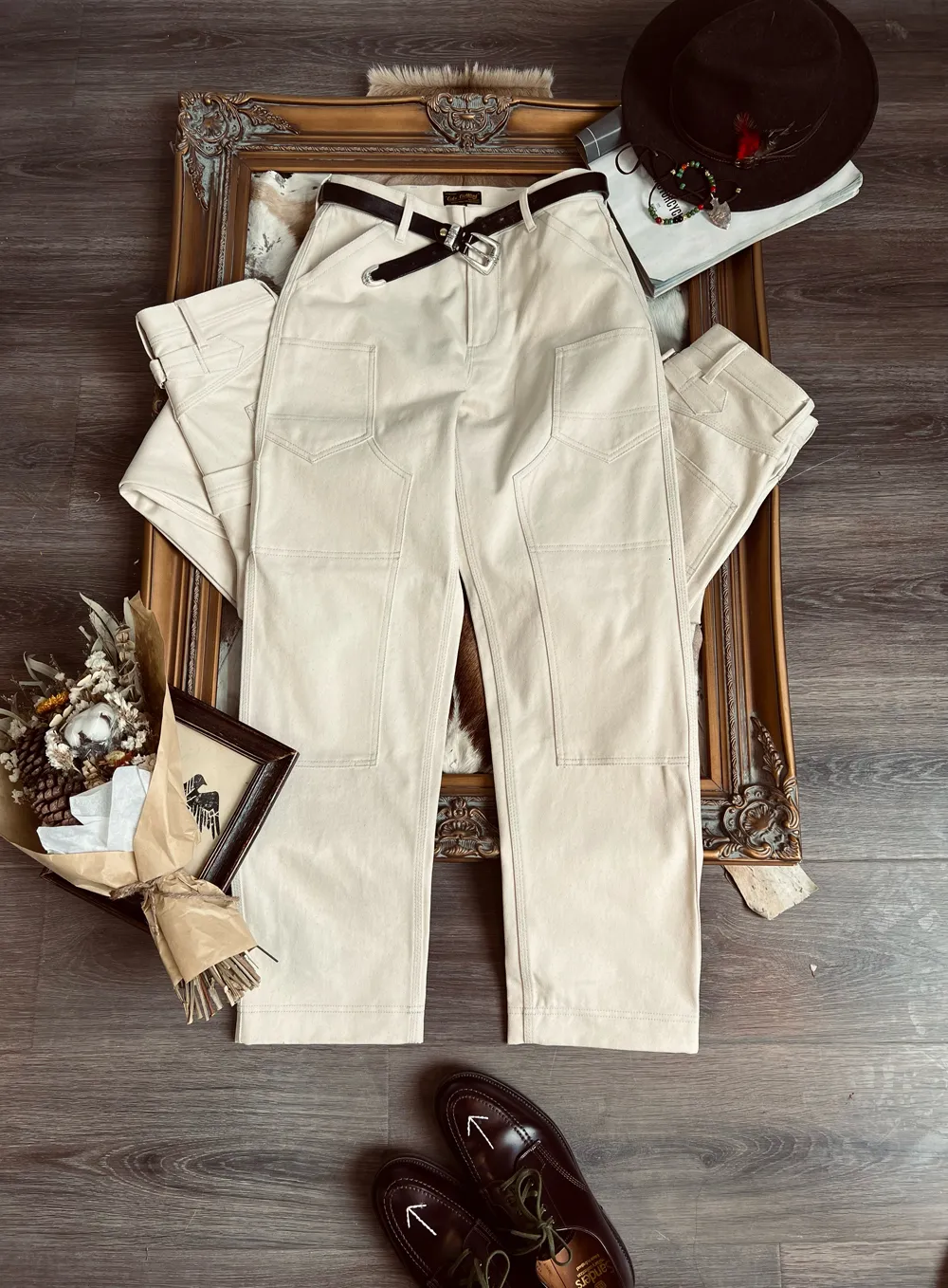 Herrbyxor skräddarsy Brando Derrickman Work Pants American Retro High midja rak YKK -dragkedja 385G bomullsfröskal Casual Pants 230508